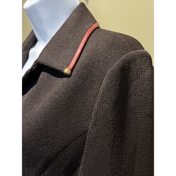 Vtg St John 2pc Skirt Suit Dk Brown Santana Knit Button Front Jacket Size 2 - Picture 7 of 15